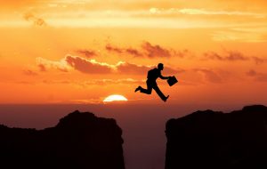 Man jumping beyond border