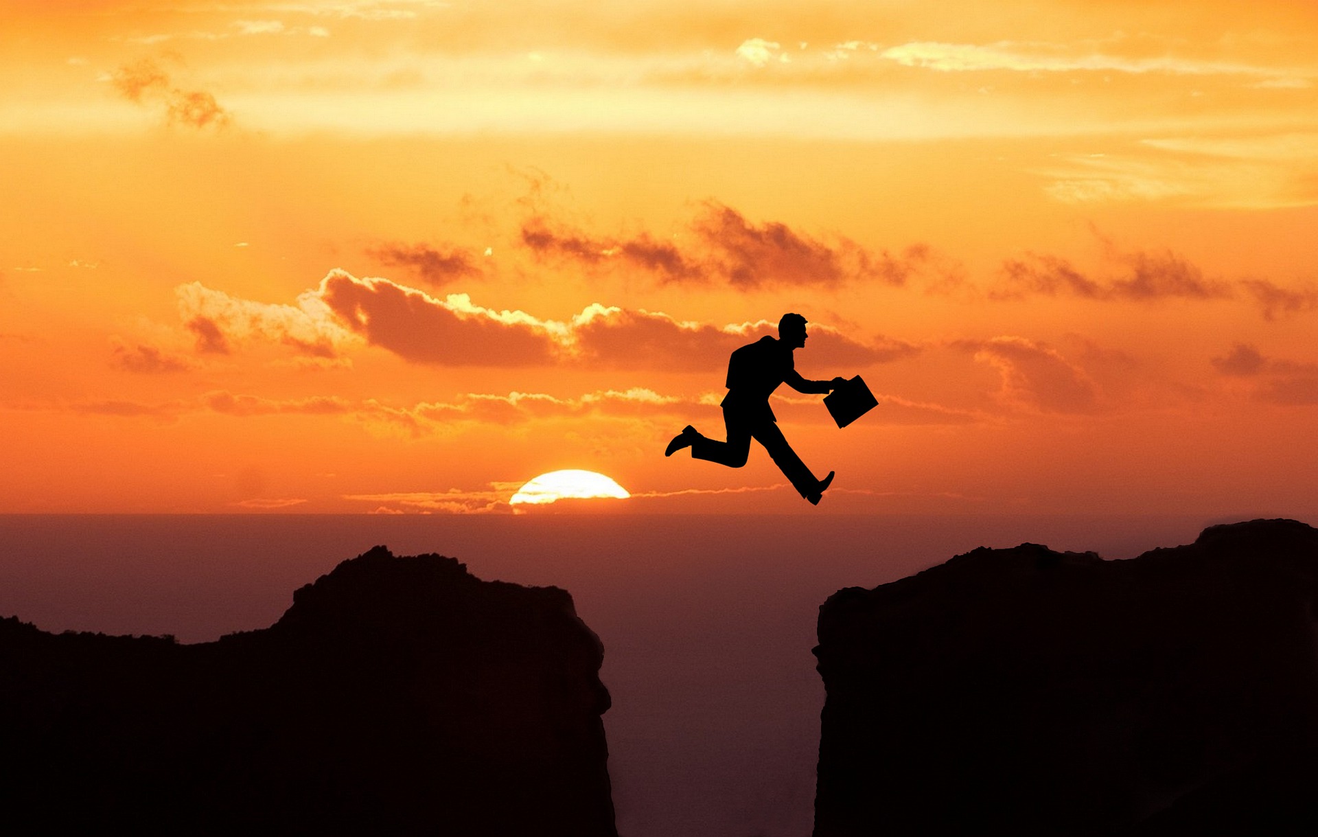 Man jumping beyond border