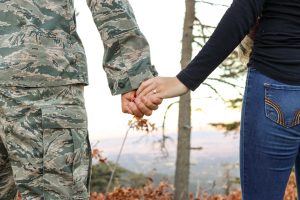 Military man and a civilian woman