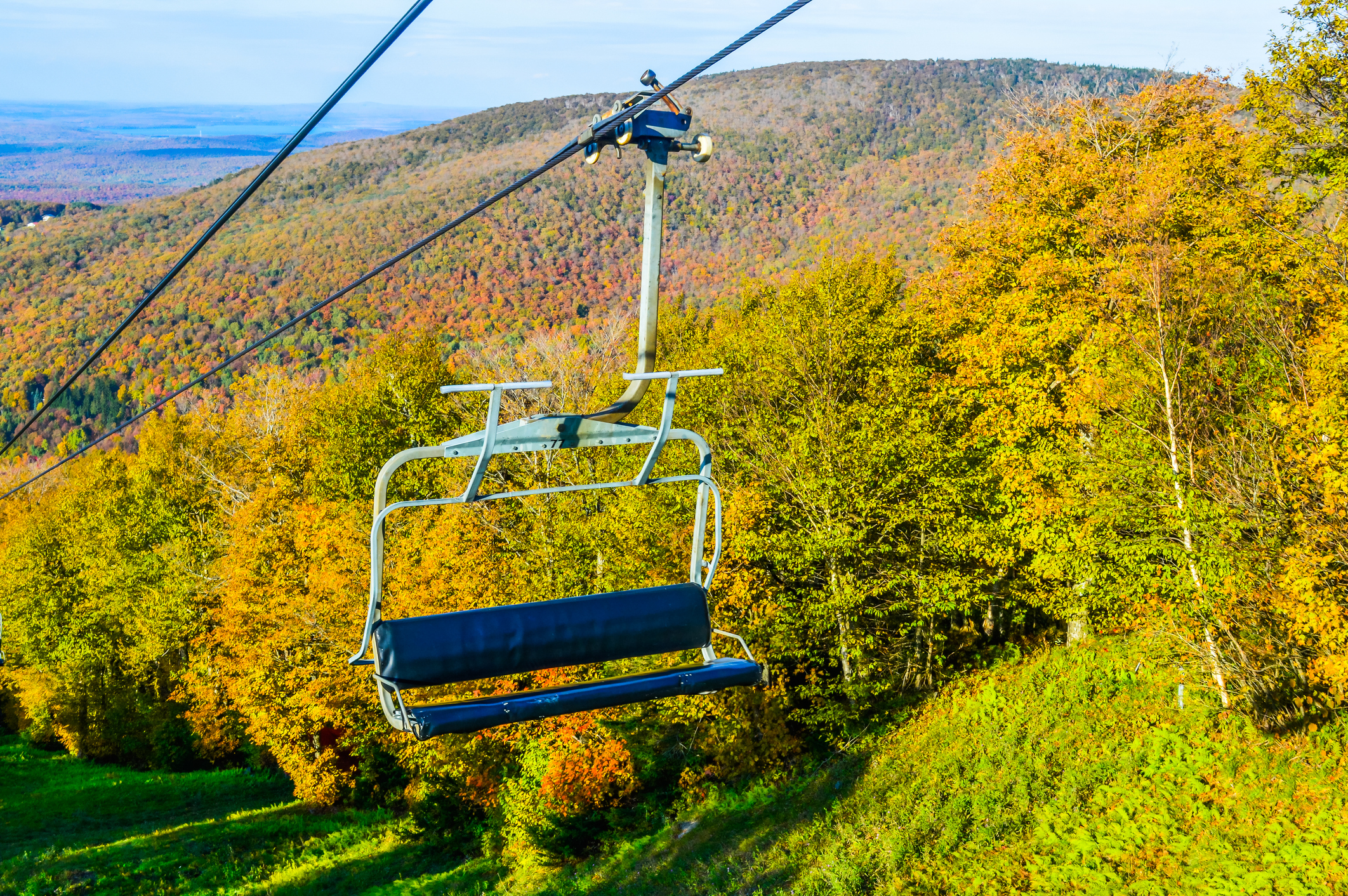 A view from the Mont Sutton chair-lift in Autumn.