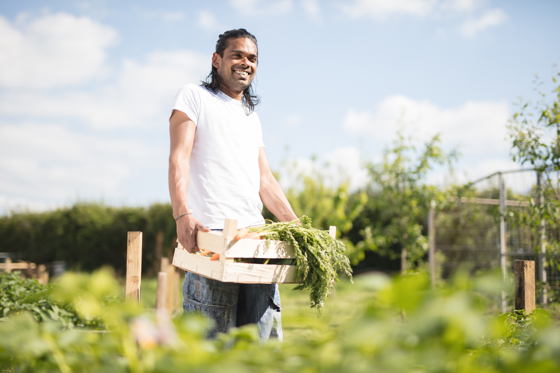 young man working on farm