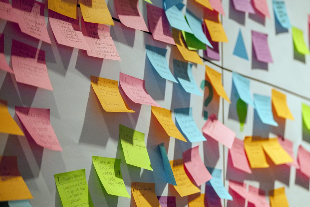 colourful sticky notes on wall