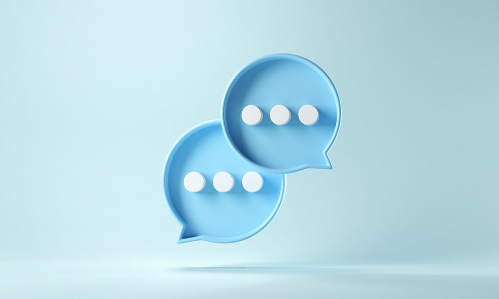 Two blue speech bubbles