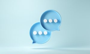 Two blue speech bubbles