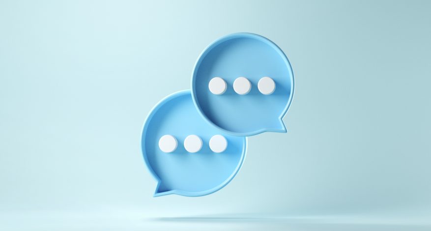 Two blue speech bubbles