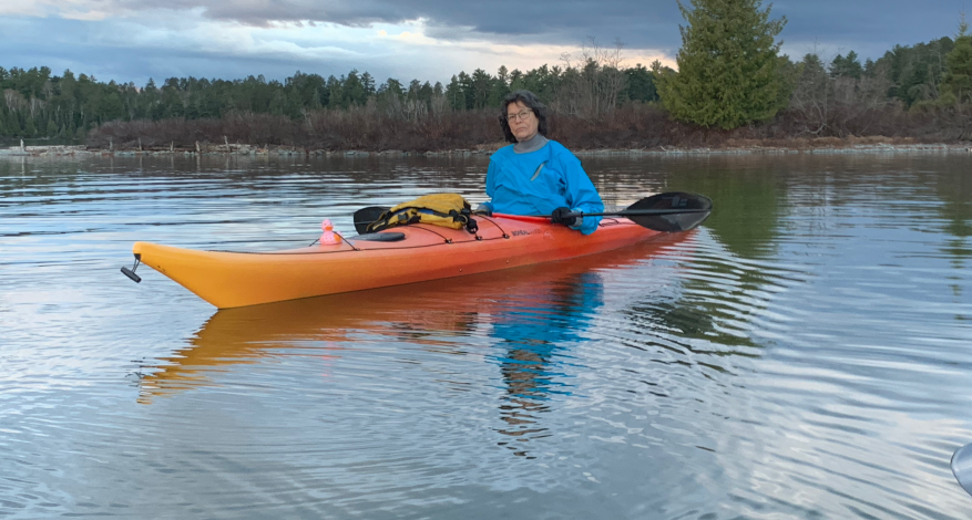 Victoria Grant in a canoe.