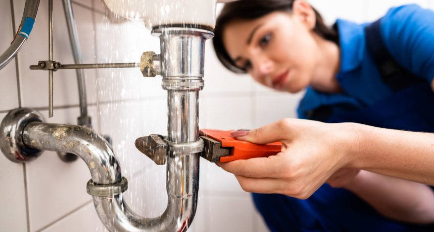 Plumber Fixing And Repairing Sink Pipe