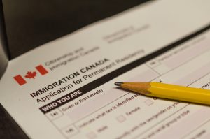 Closeup of Canadian immigration form