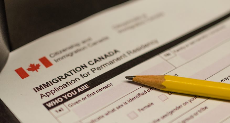 Closeup of Canadian immigration form