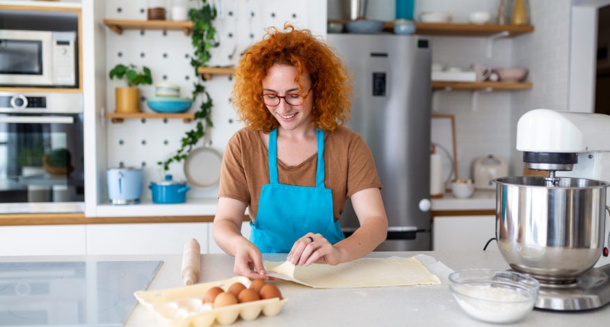 Young woman baking