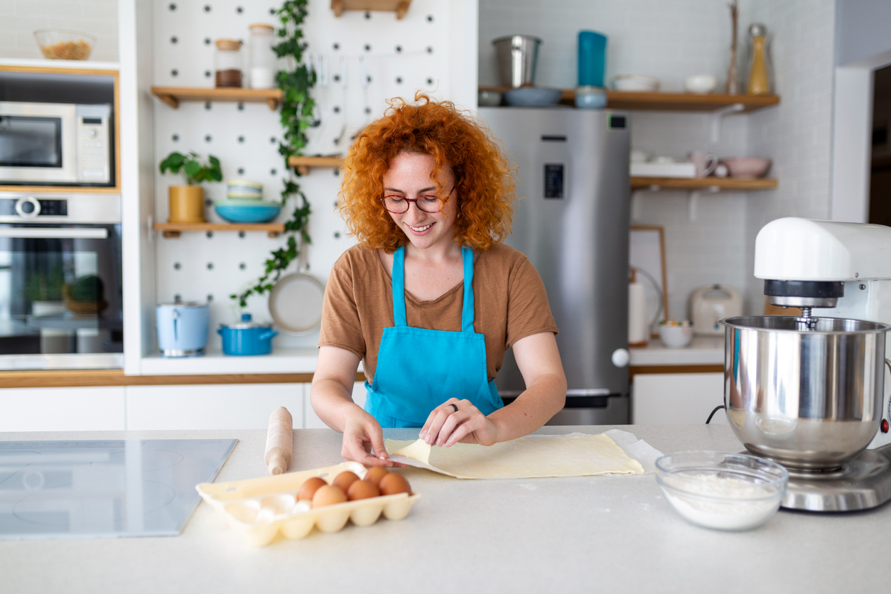 Young woman baking