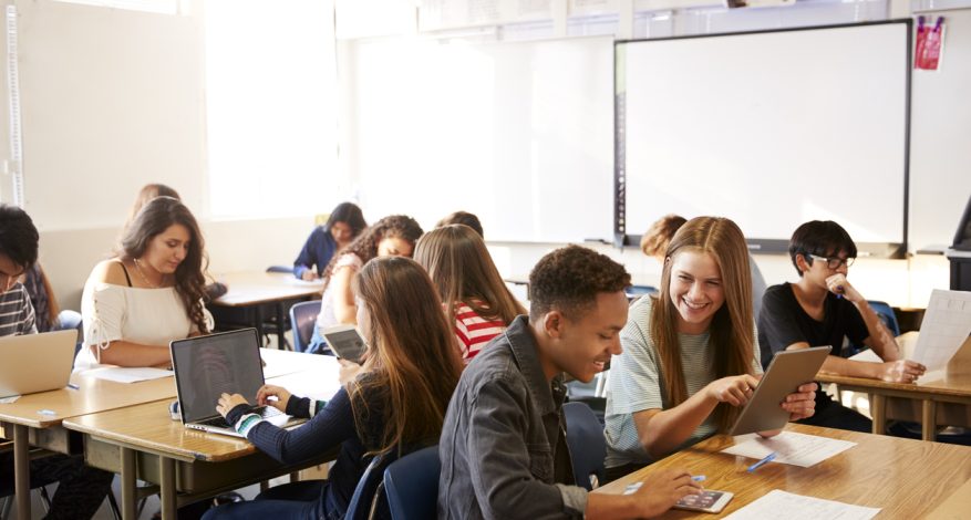 High school students in classroom