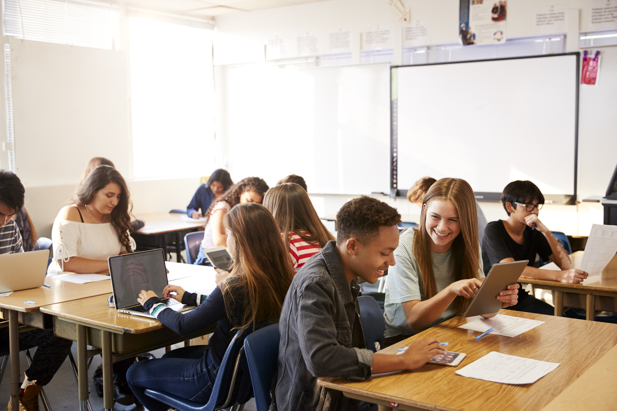 High school students in classroom